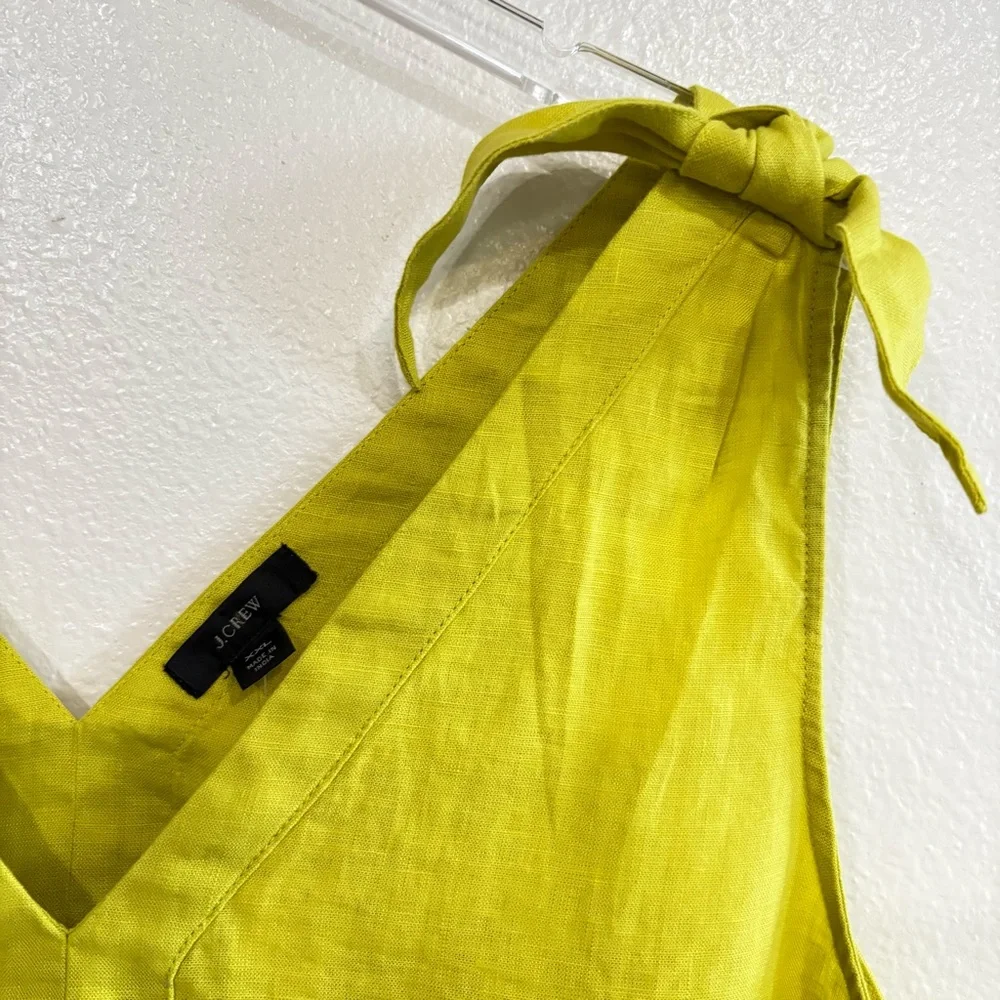 J. Crew Bow Tie Shoulder Linen Tank in Chartreuse Limoncello size XXL NWT - Picture 7 of 10